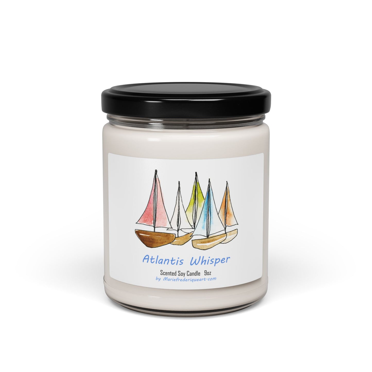 Candle Linen Collection, "Atlantis Whisper", Scented Soy Candle, 9oz by artist Marie Frederique
