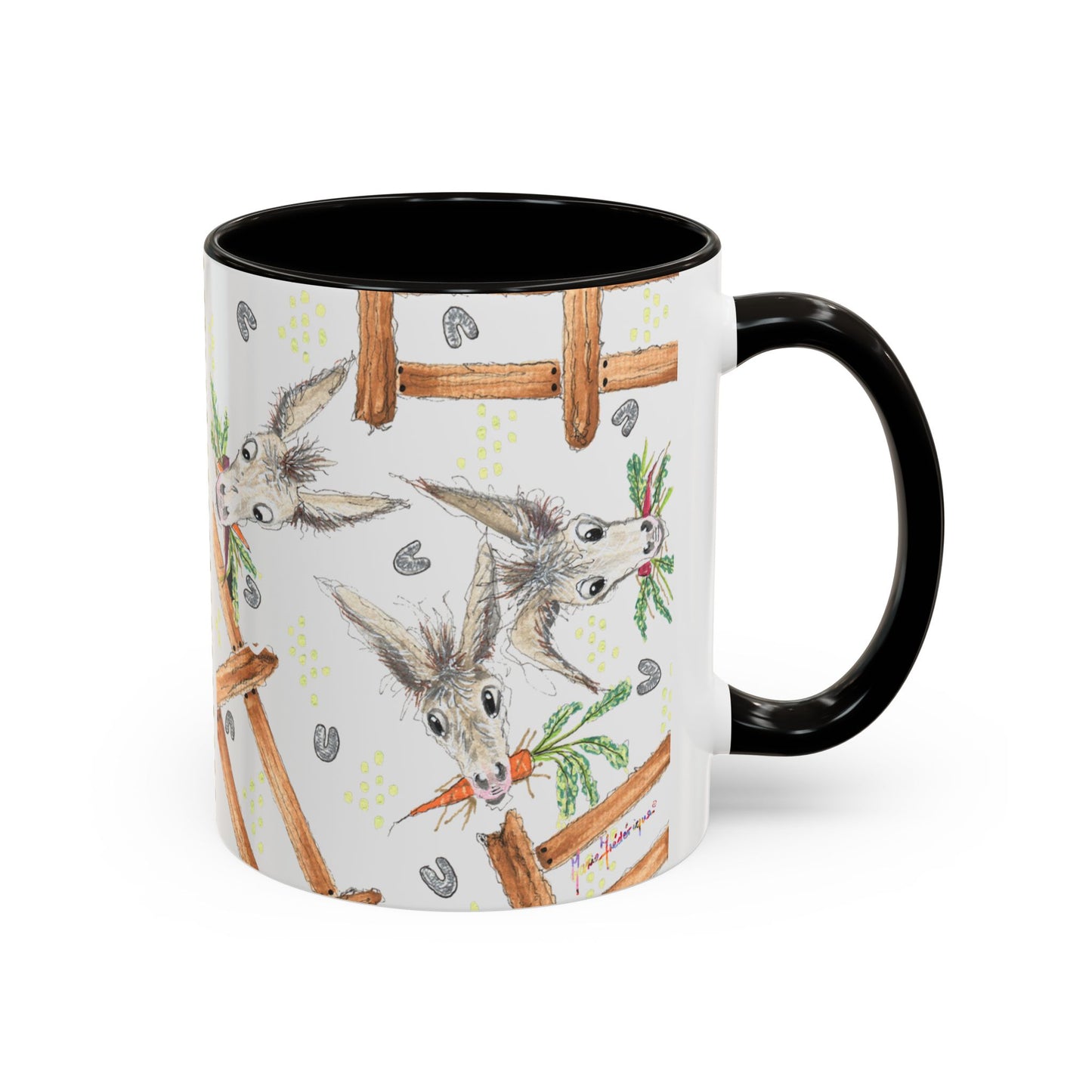 Rainbow Carrots and Donkeys - Colorful Mug by Artist Marie Frederique