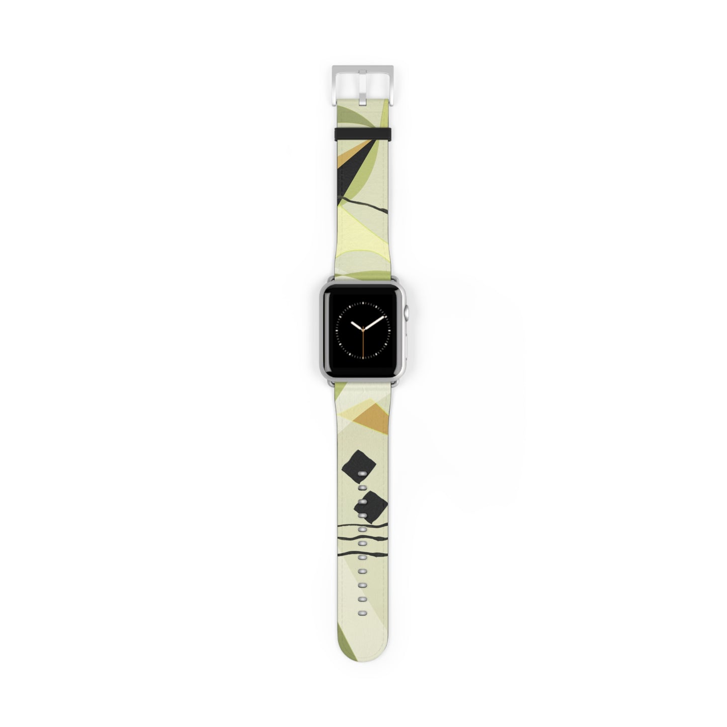 Abstract Series, Fun muted Greens, Putty and Black faux leather Watch Band by artist Marie Frederique