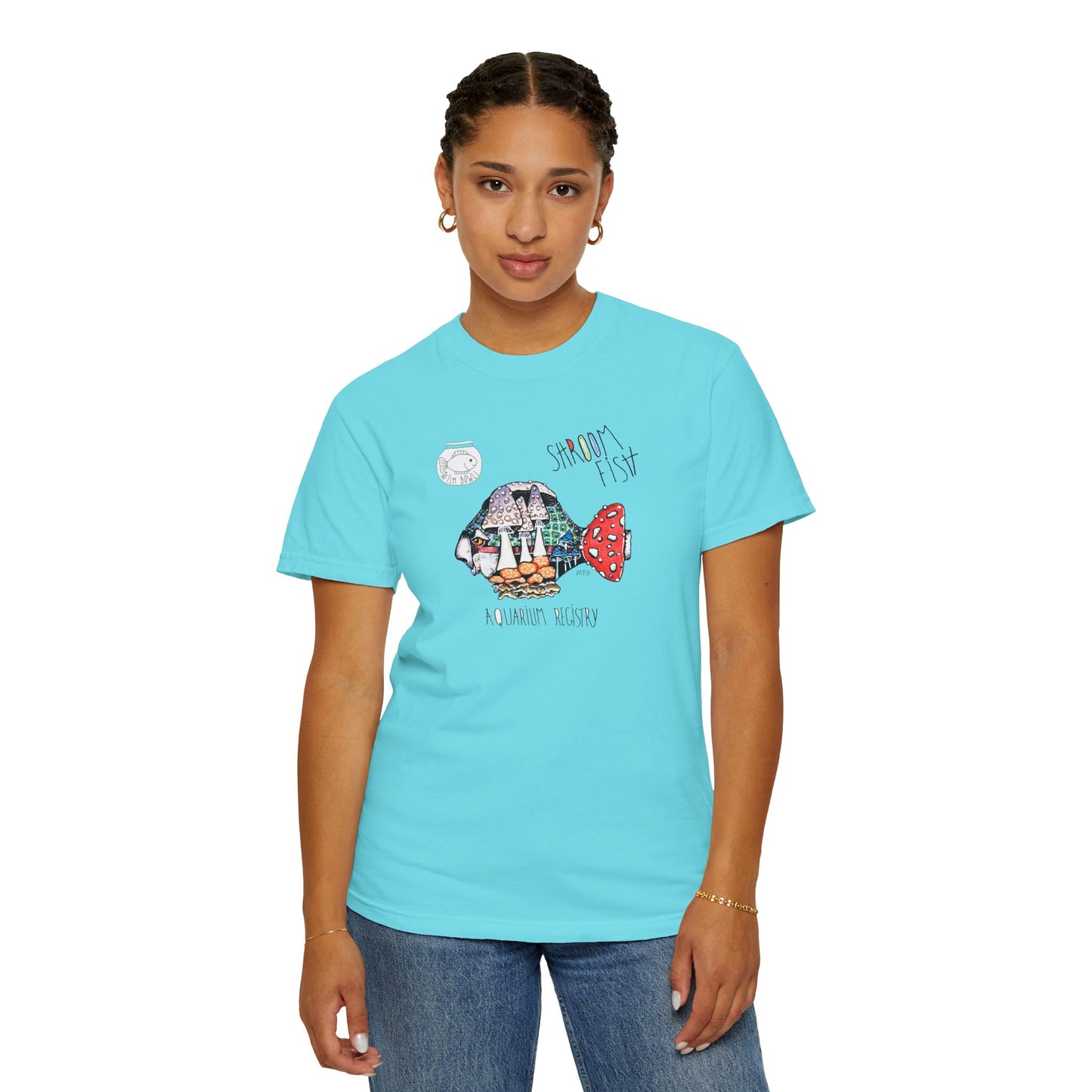 Mushroom Fish Unisex T-shirt - The Fishbowl Collection by artist Marie Frederique