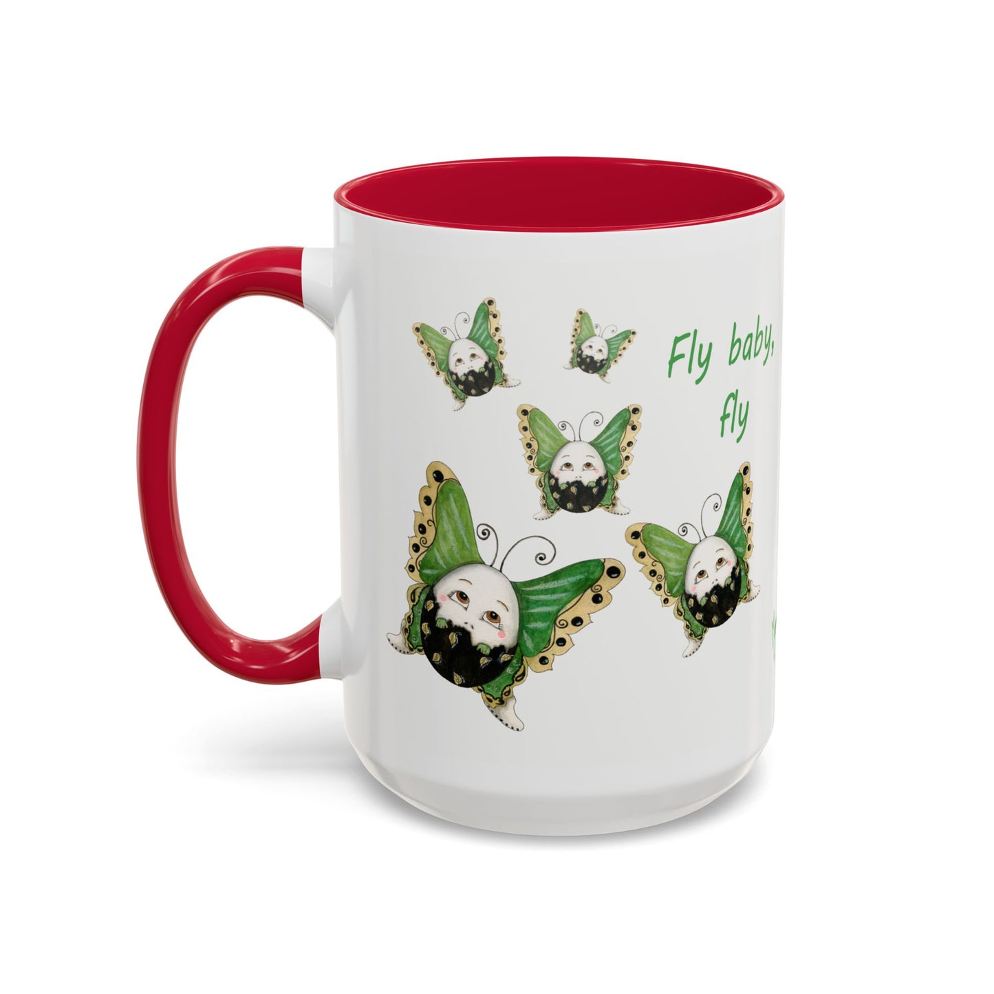 Whimsical Egg Butterfly 2 "Fly, baby fly", Colorful Mug by Artist Marie Frederique
