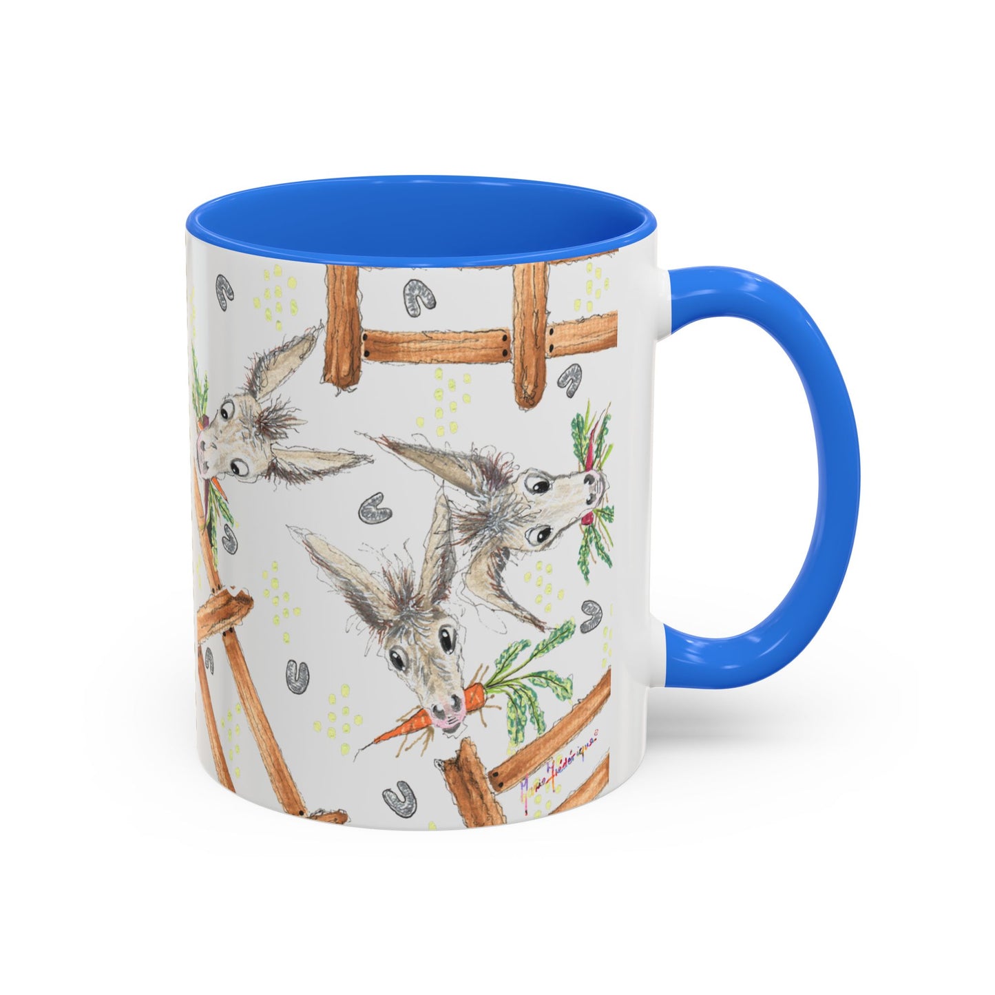 Rainbow Carrots and Donkeys - Colorful Mug by Artist Marie Frederique