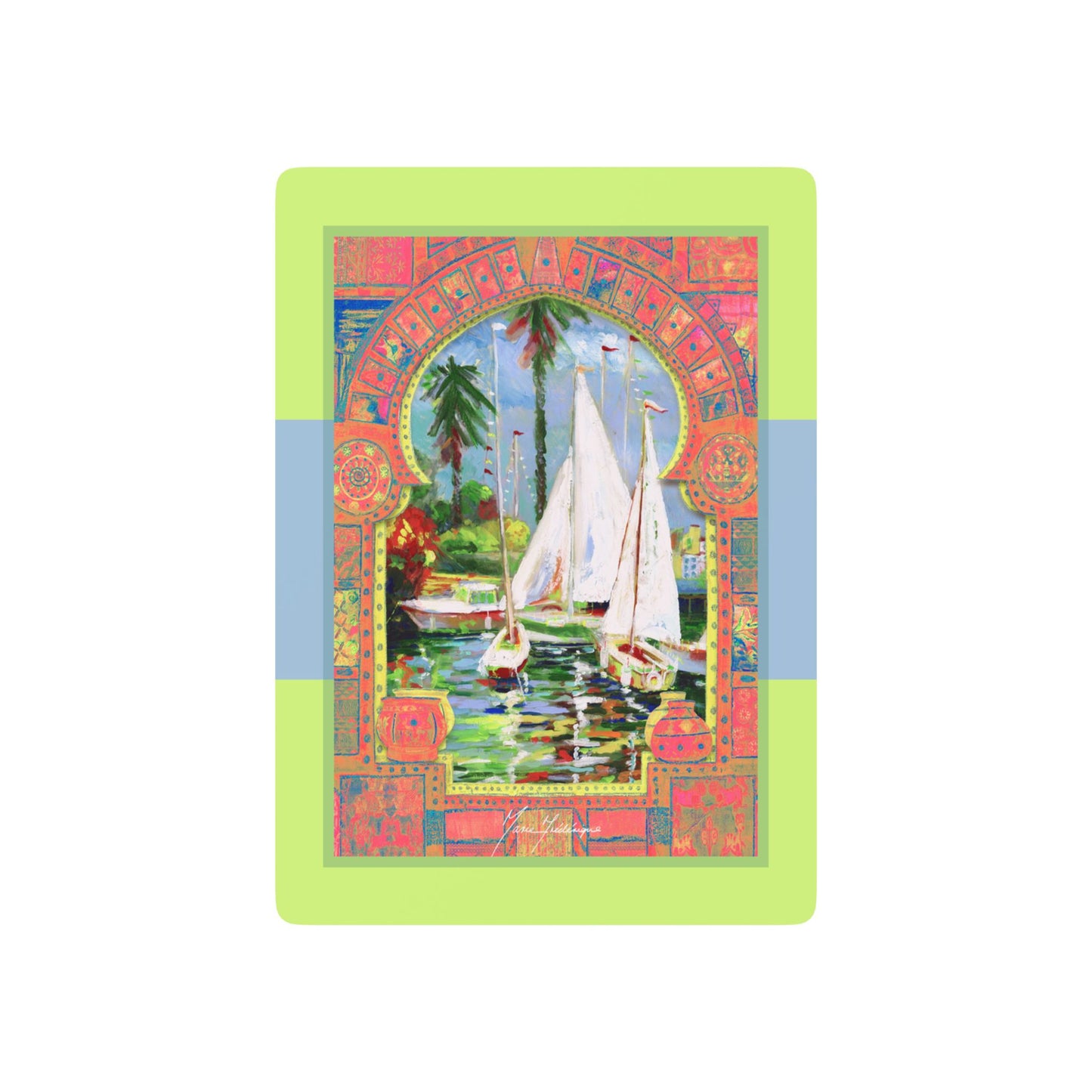 Moroccan Arch 2 with sail boats Bridge/Poker Playing Cards Set - Unique Nautical & Elegant Design by artist Marie Frederique