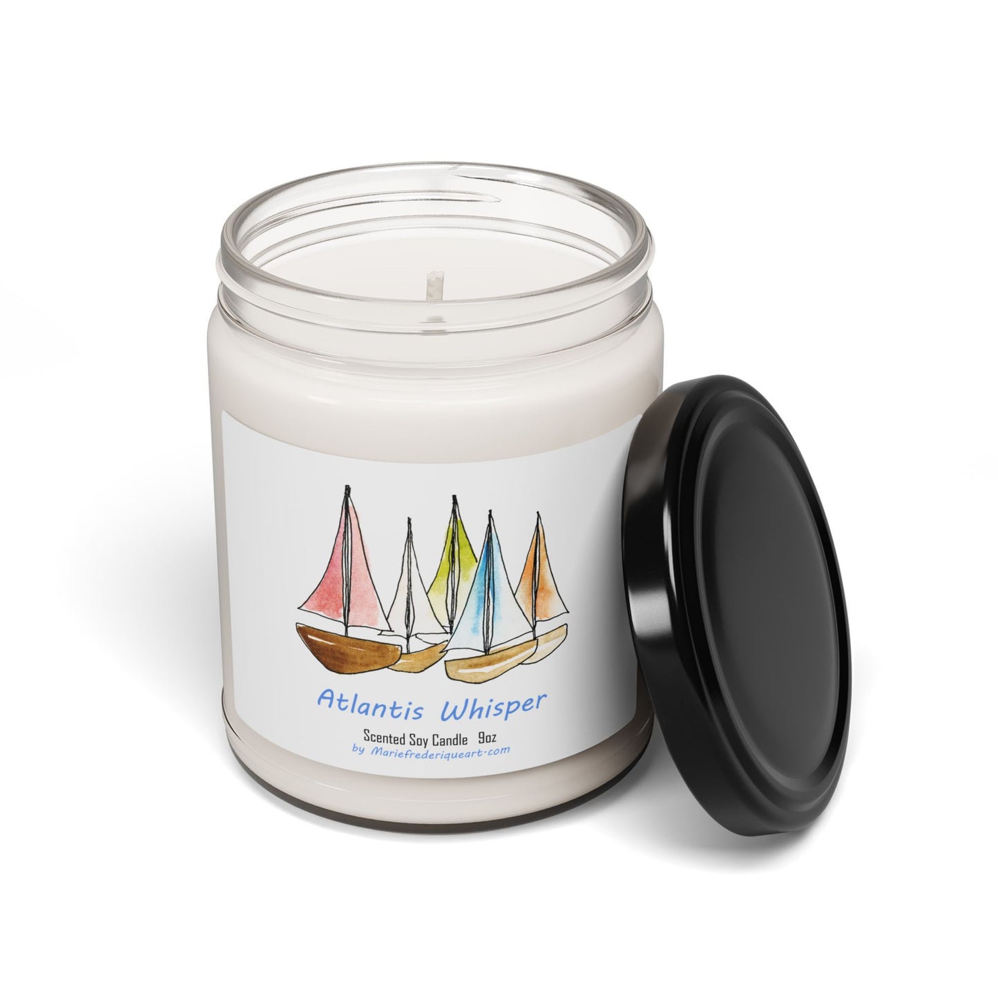 Candle Linen Collection, "Atlantis Whisper", Scented Soy Candle, 9oz by artist Marie Frederique