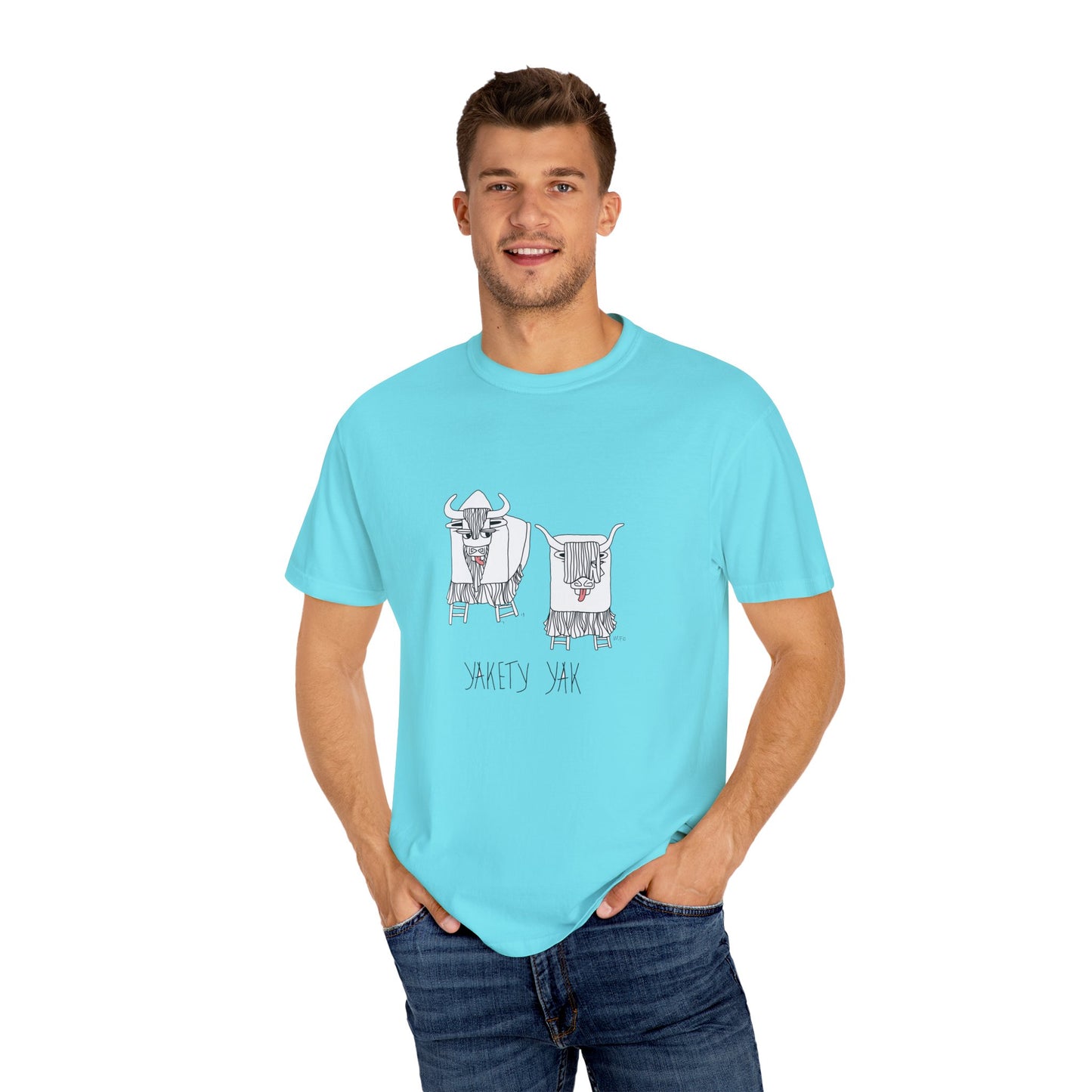 Whimsical Yak Art T-shirt by artist Marie Frederique Fun Graphic Tee, Unique Gift Idea, Animal Lover Shirt, Casual Wear, Farmhouse Style