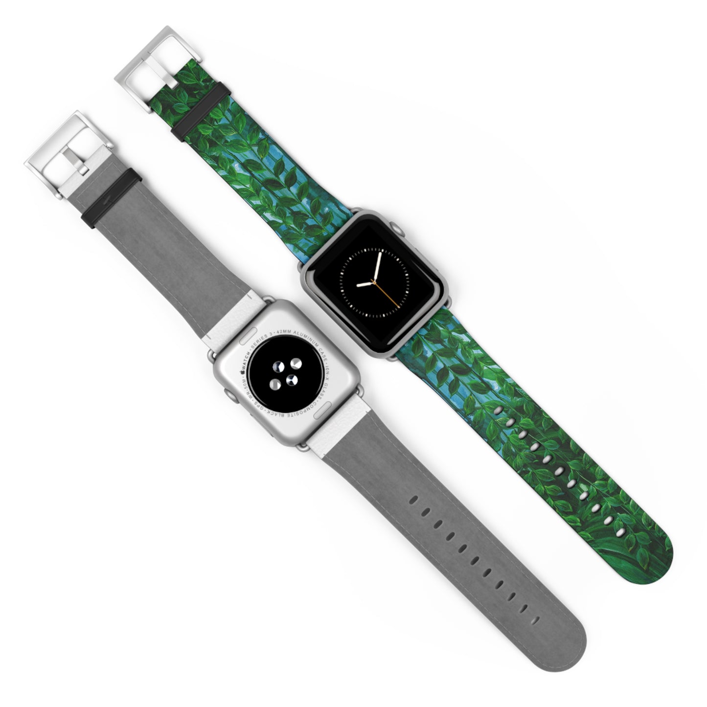 Blue Planet Series, Jungle leaves faux leather Watch Band by artist Marie Frederique