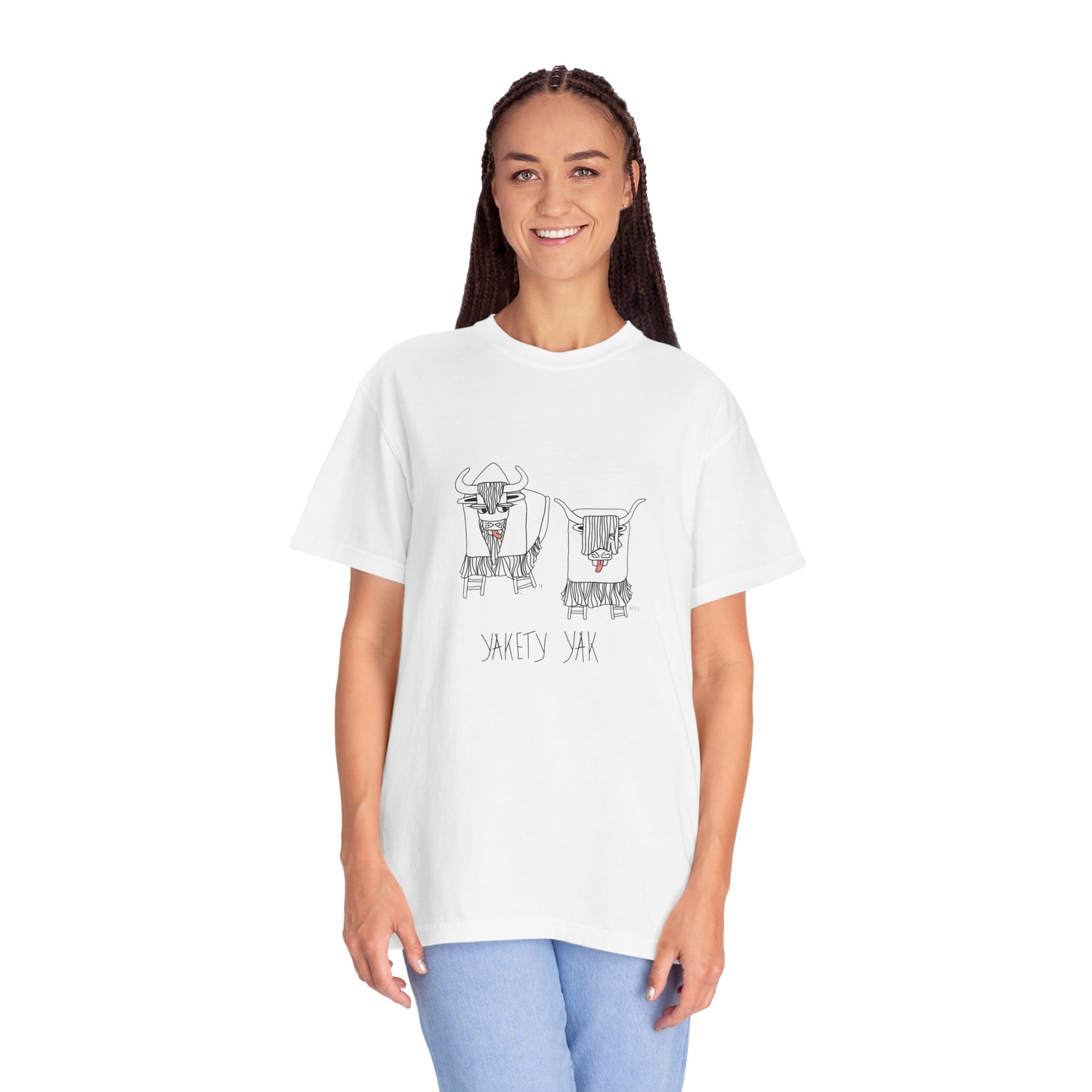 Whimsical Yak Art T-shirt by artist Marie Frederique Fun Graphic Tee, Unique Gift Idea, Animal Lover Shirt, Casual Wear, Farmhouse Style