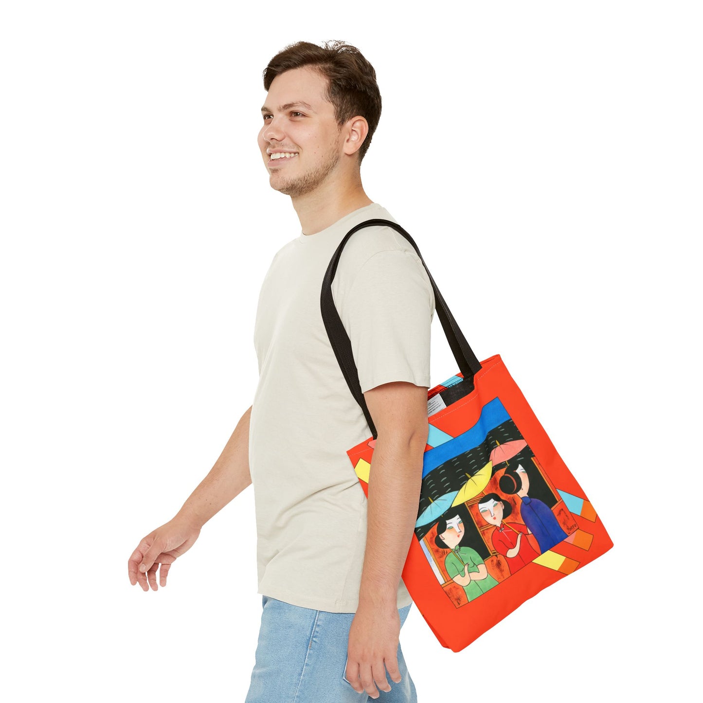 Vibrant Modern Art Tote Bag by artist Marie Frederique