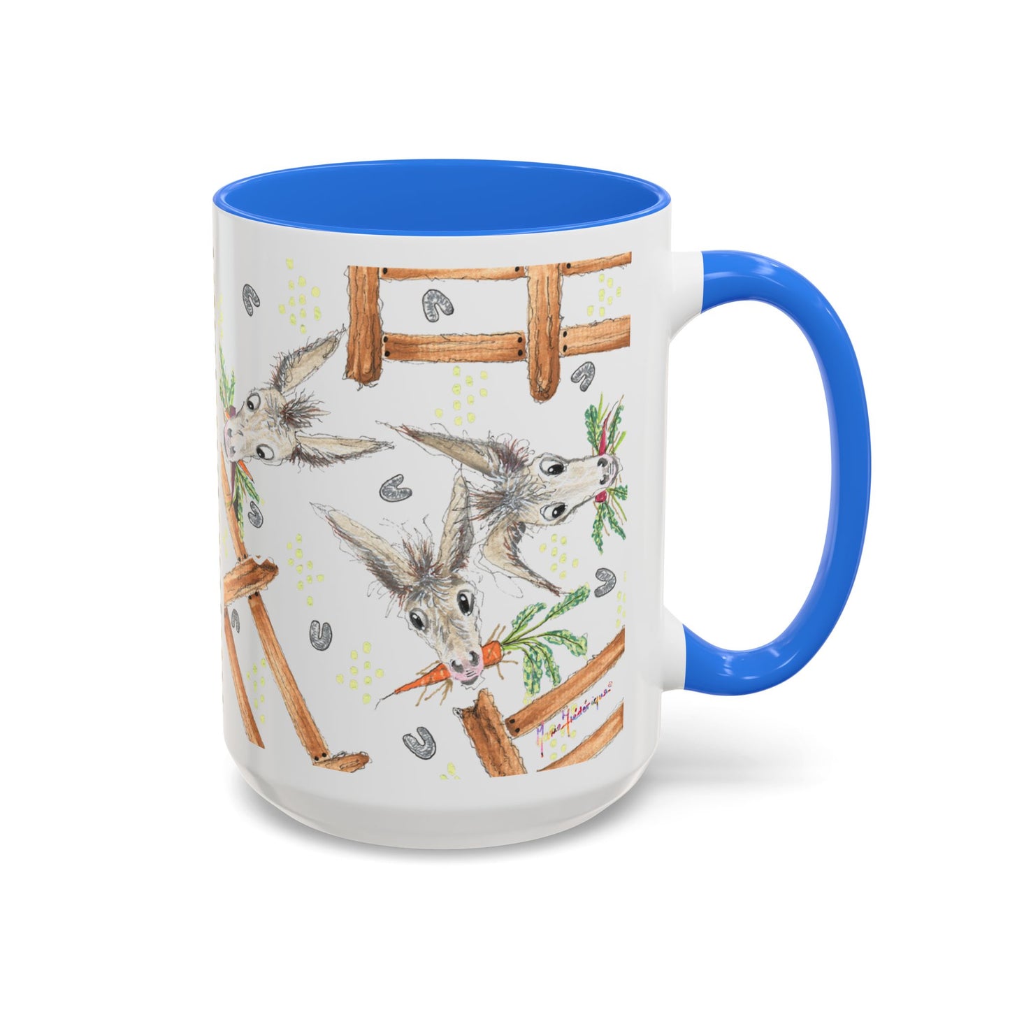 Rainbow Carrots and Donkeys - Colorful Mug by Artist Marie Frederique