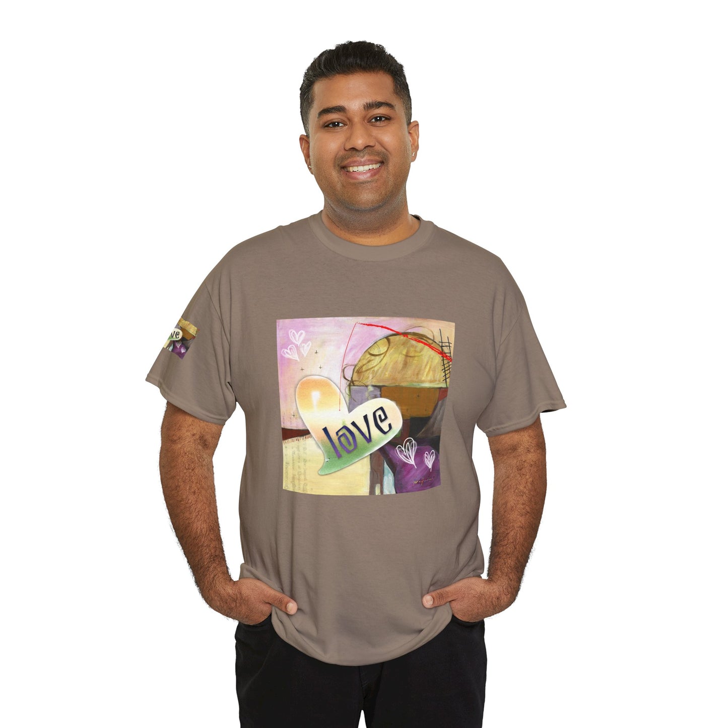 Valentine Love Heart Abstract, Unisex Heavy Cotton Tee by artist Marie Frederique