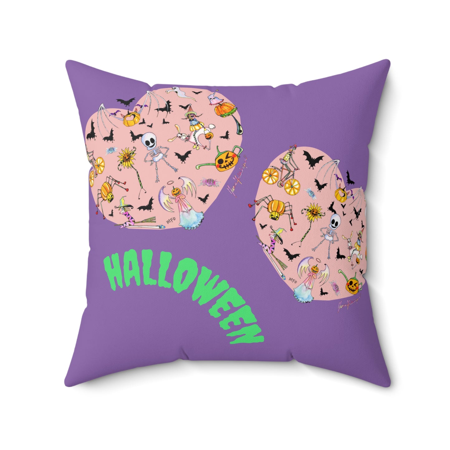 Halloween Heart Decorative Pillow by artist Marie Frederique