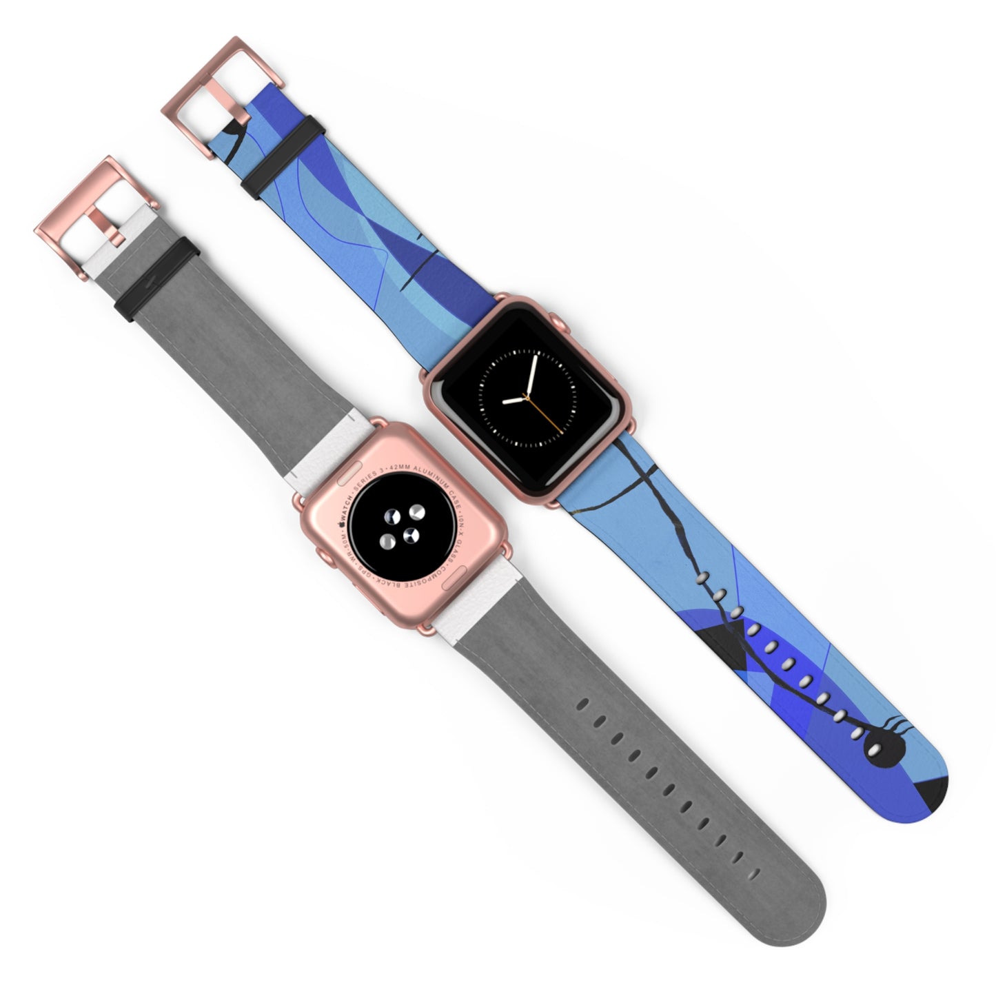 Abstract Series, Fun warm Blue tone faux leather Watch Band by artist Marie Frederique