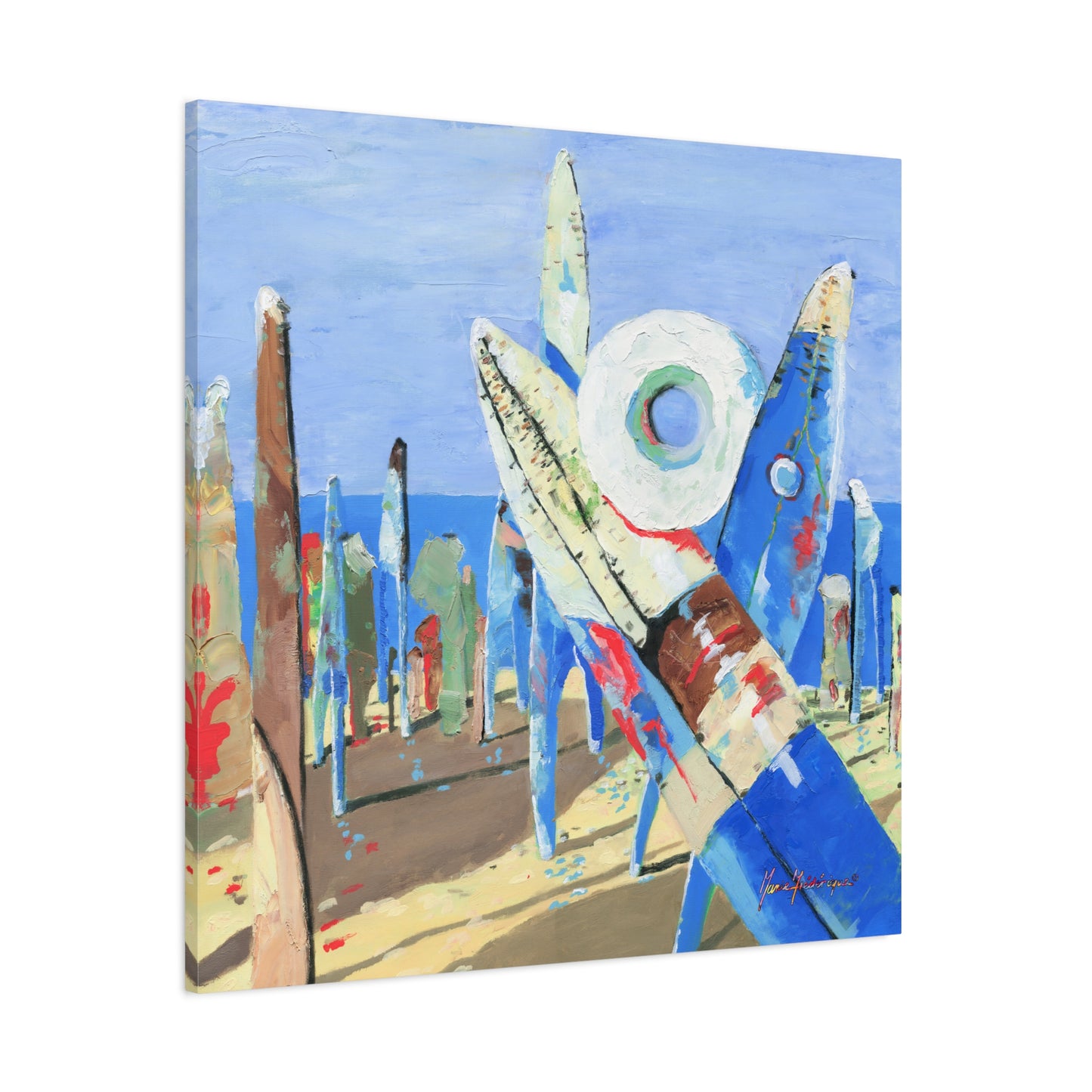 Beach Party 1, Abstract Canvas Wall Art, by artist Marie Frederique