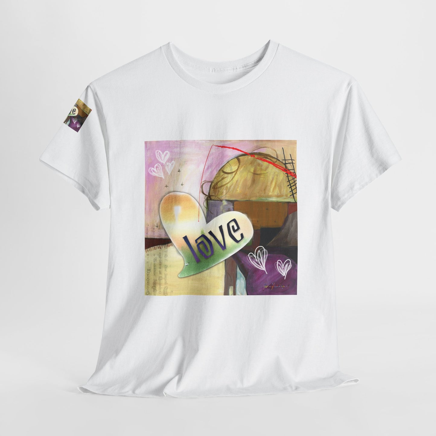 Valentine Love Heart Abstract, Unisex Heavy Cotton Tee by artist Marie Frederique