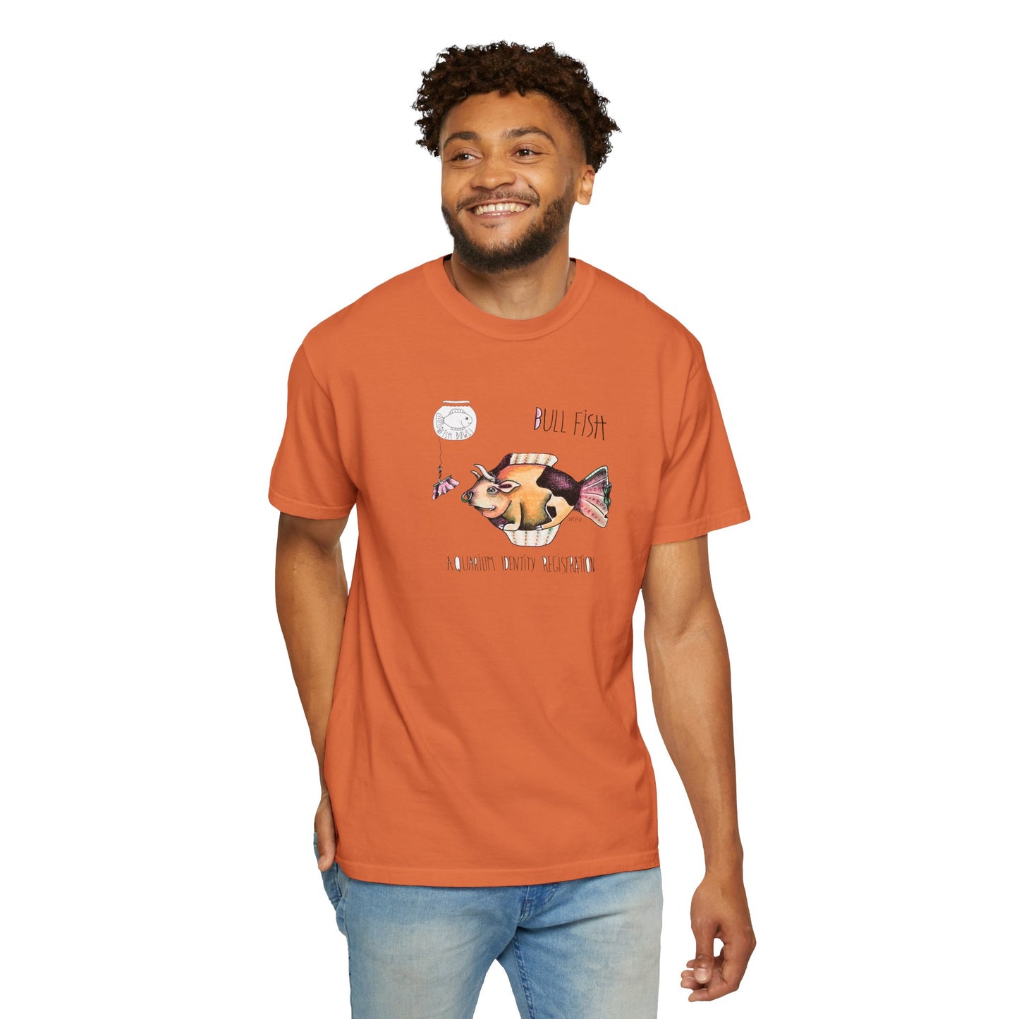 Bull Fish Unisex T-shirt - The Fishbowl Collection by artist Marie Frederique