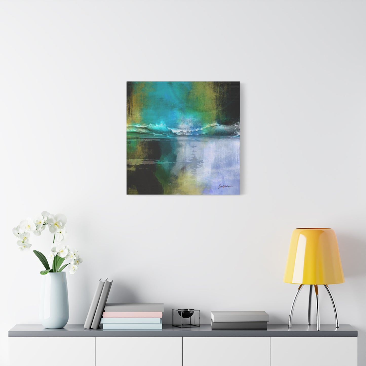 Full Moon Beach, Stretched Canvas Print by artist Marie Frederique