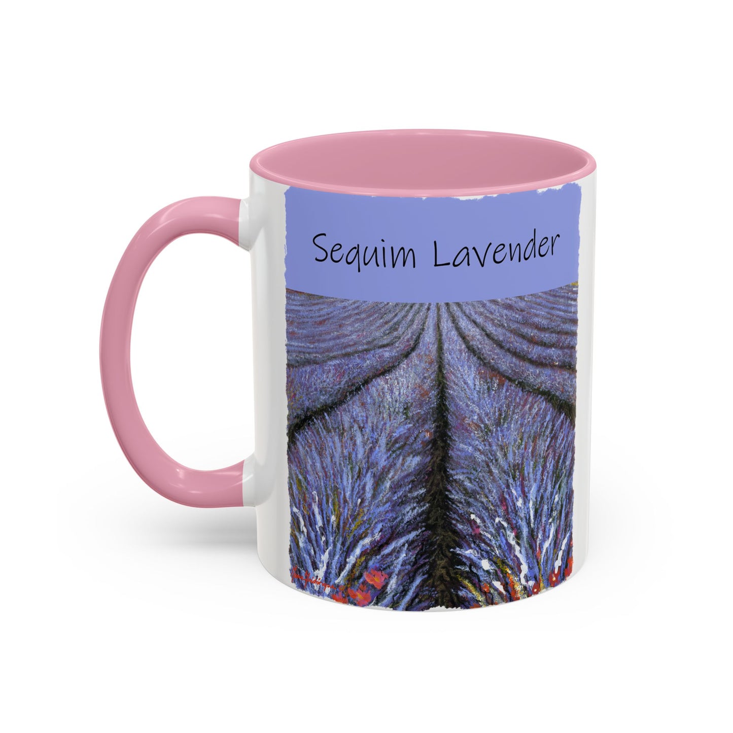 Lavender field Mug, Meet Me in the Fields Coffee Cup, by artist Marie Frederique