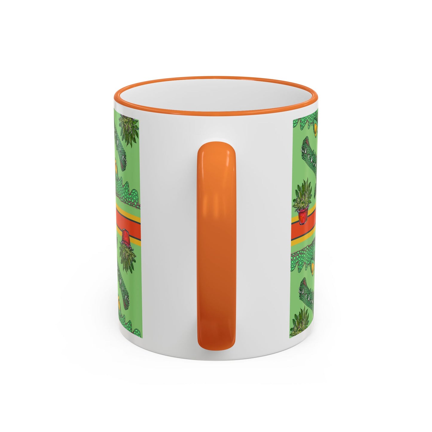 Funny Alligator Pattern Mug — Green Crocodile Design (11oz/15oz) by artist Marie Frederique