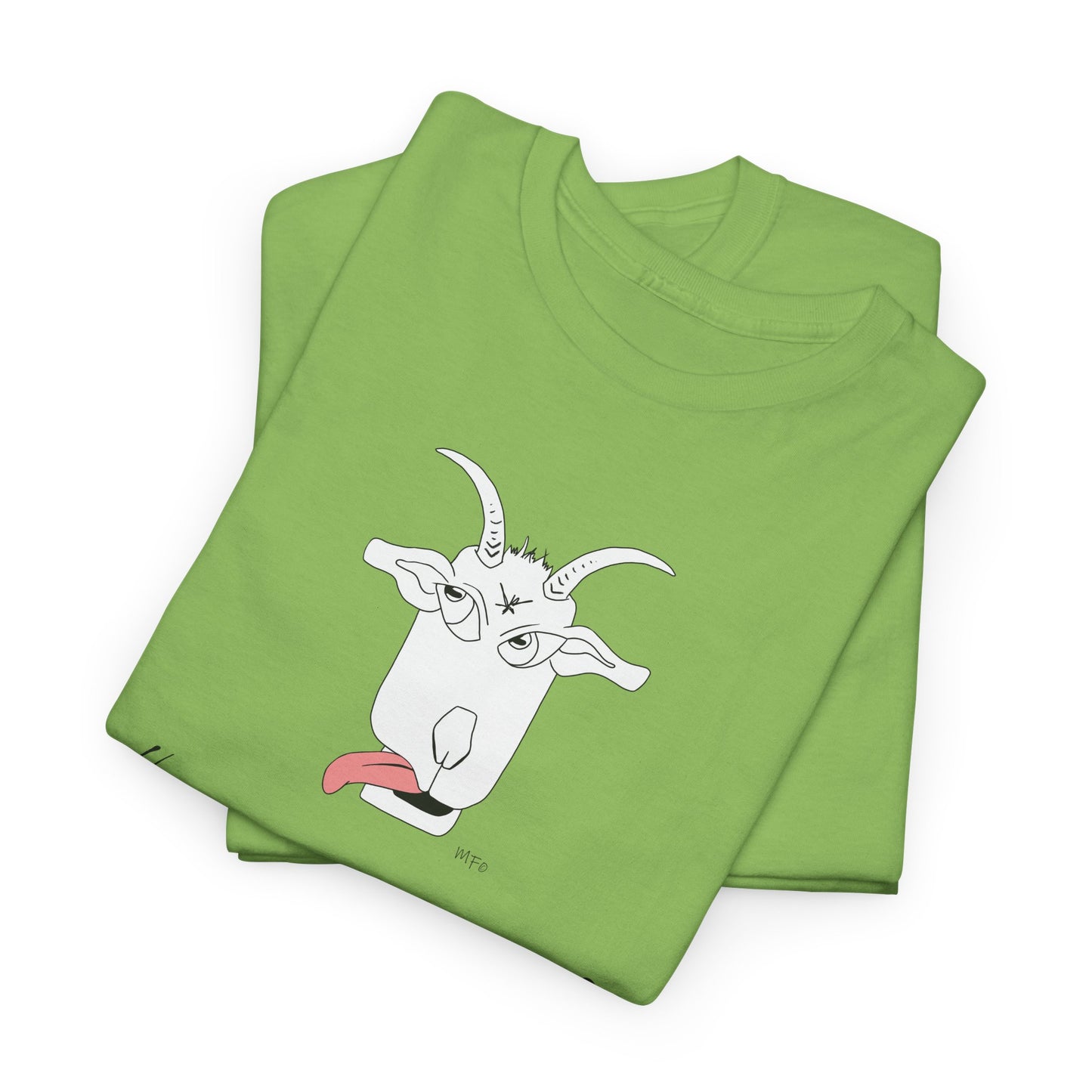 Funny Goat Tee - 'Hey Man, Got Any Grass?' Unisex Heavy Cotton T-Shirt by artist Marie Frederique