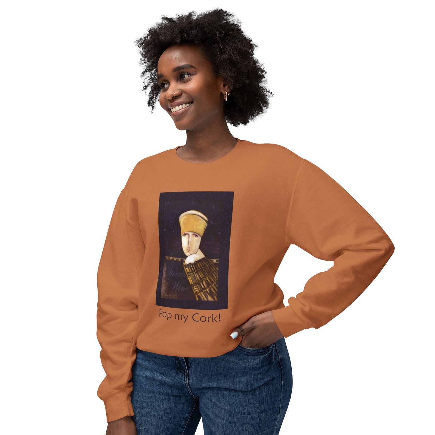 Champagne Bottle Lightweight Sweatshirt - Pop My Cork Celebration Apparel by artist Marie Frederique