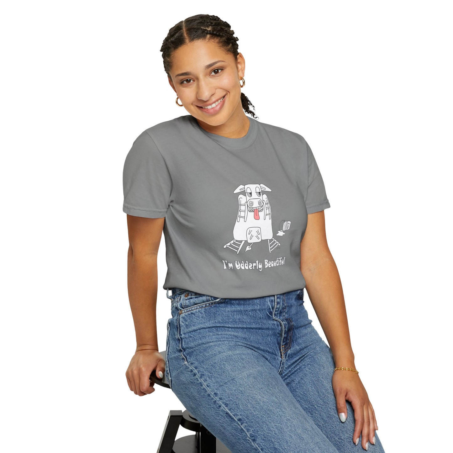 Cow Print T-Shirt - Big Girls Funny Tee by artist Marie Frederique