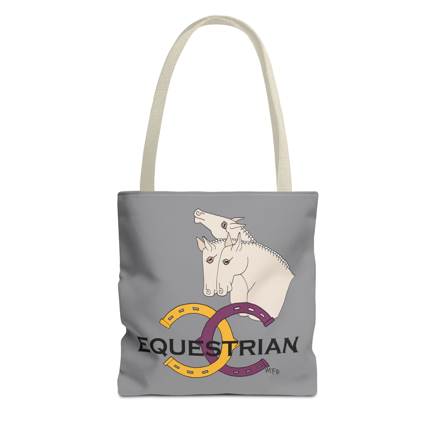 EQUESTRIAN CTS, Grey Tote Bag in 3 sizes and black or beige handles by artist Marie Frederique