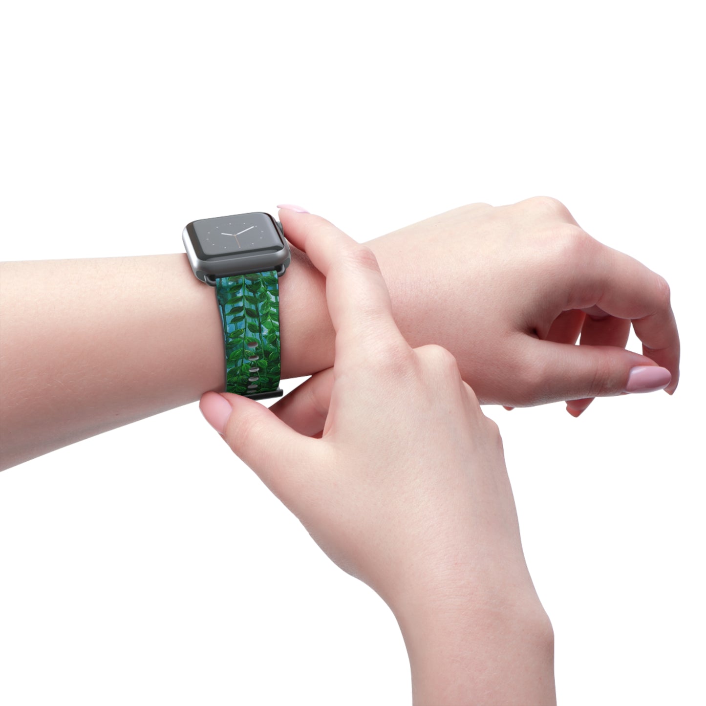 Blue Planet Series, Jungle leaves faux leather Watch Band by artist Marie Frederique