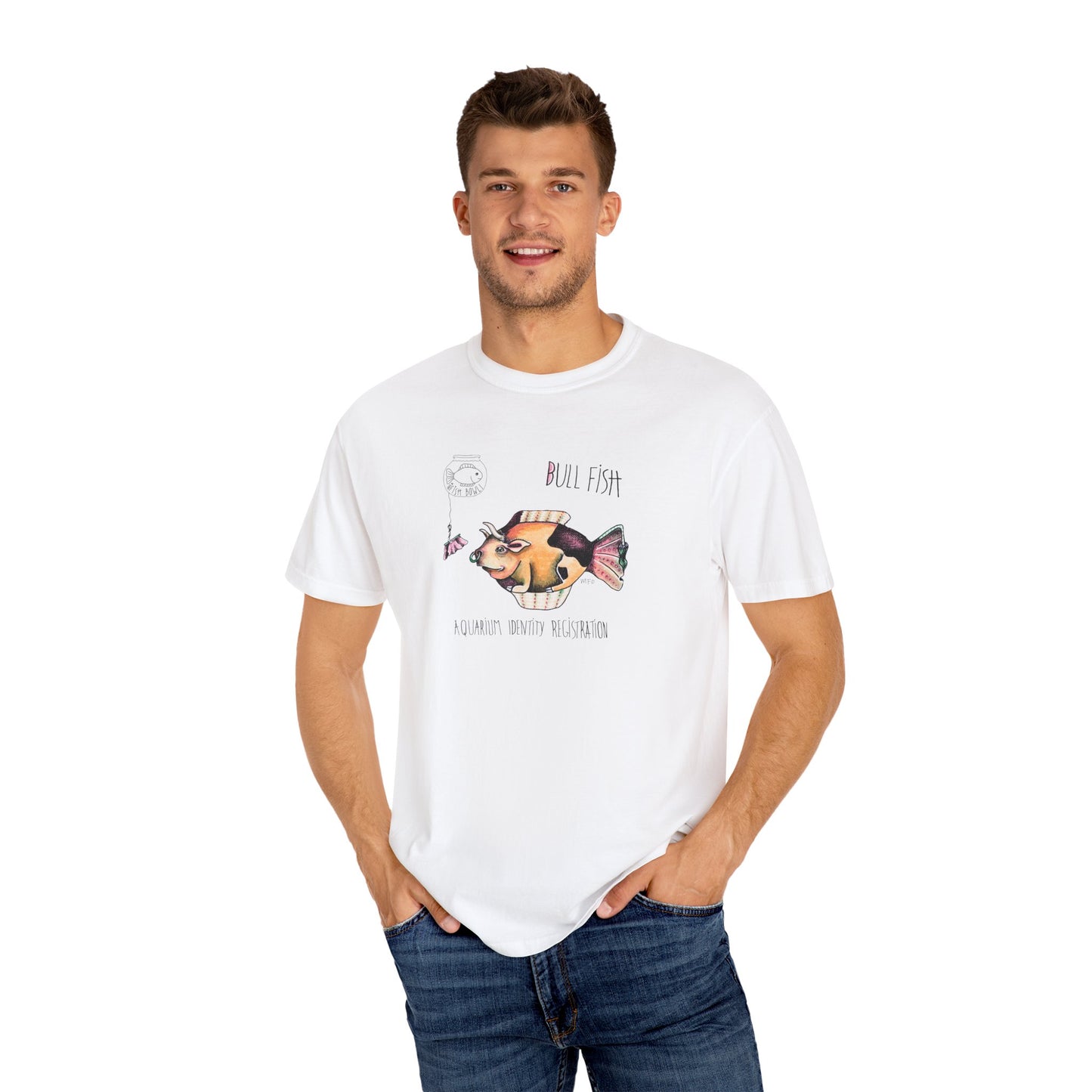 Bull Fish Unisex T-shirt - The Fishbowl Collection by artist Marie Frederique
