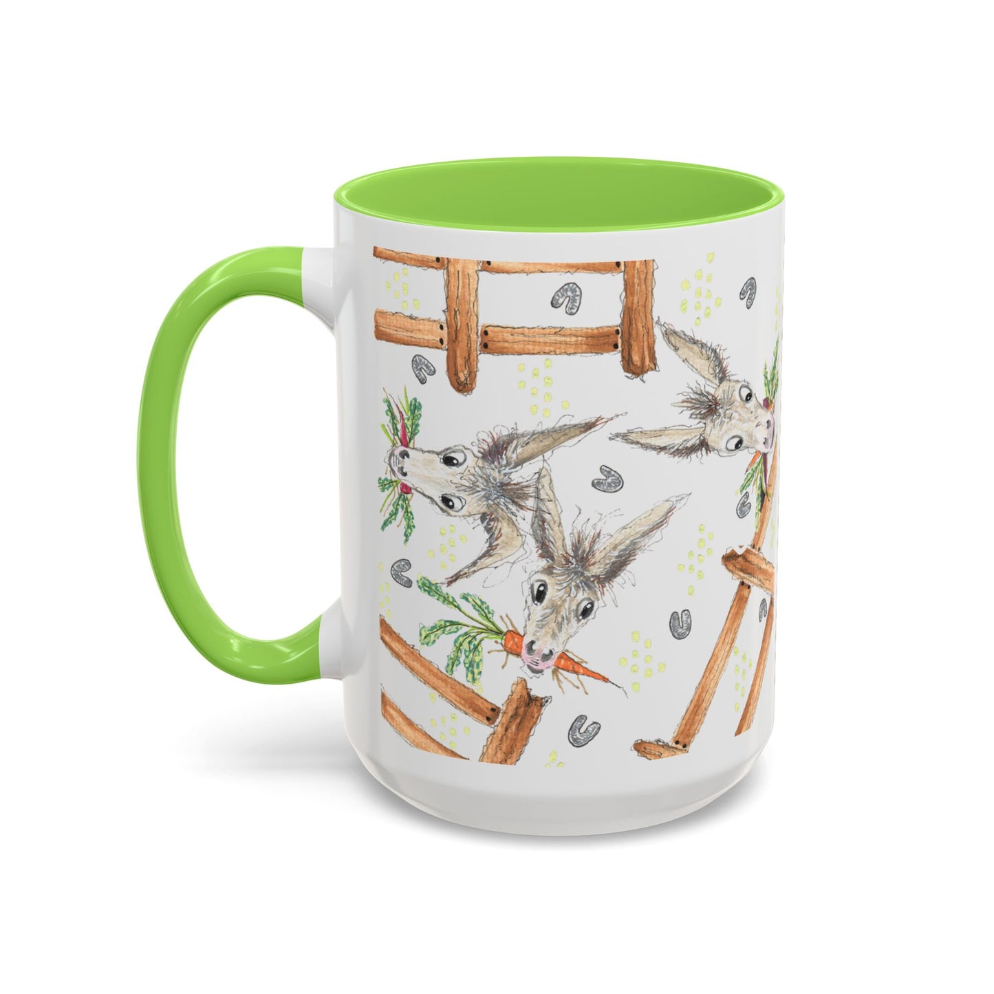 Rainbow Carrots and Donkeys - Colorful Mug by Artist Marie Frederique