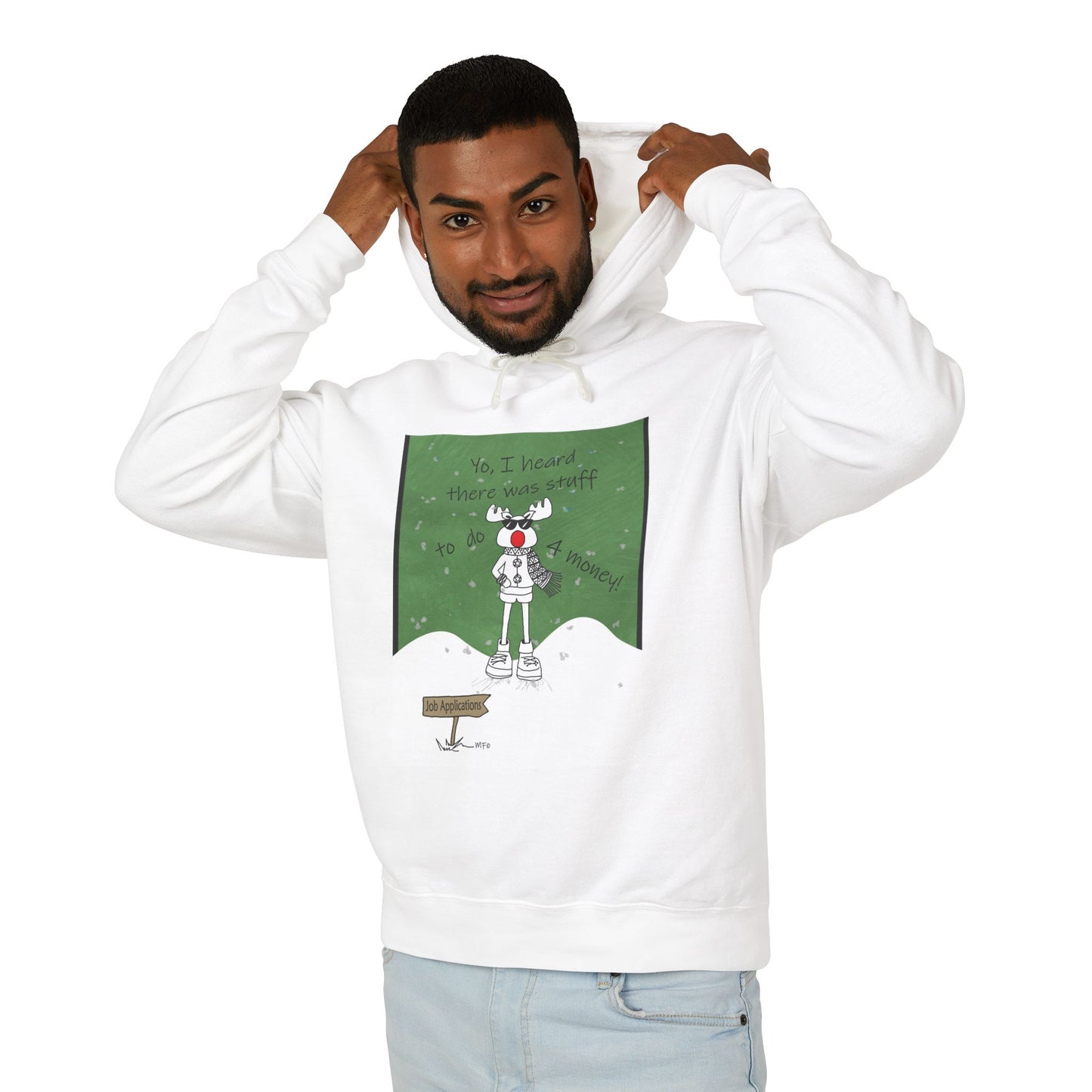 Christmas Hooded Sweatshirt - Reindeer Job Applications - Funny Christmas Design