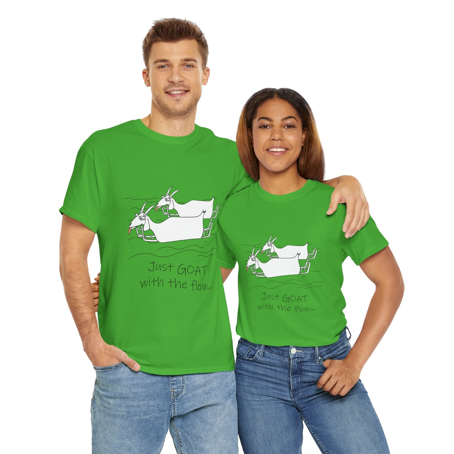 Just GOAT with the Flow - Unisex Heavy Cotton Tee by artist Marie Frederique