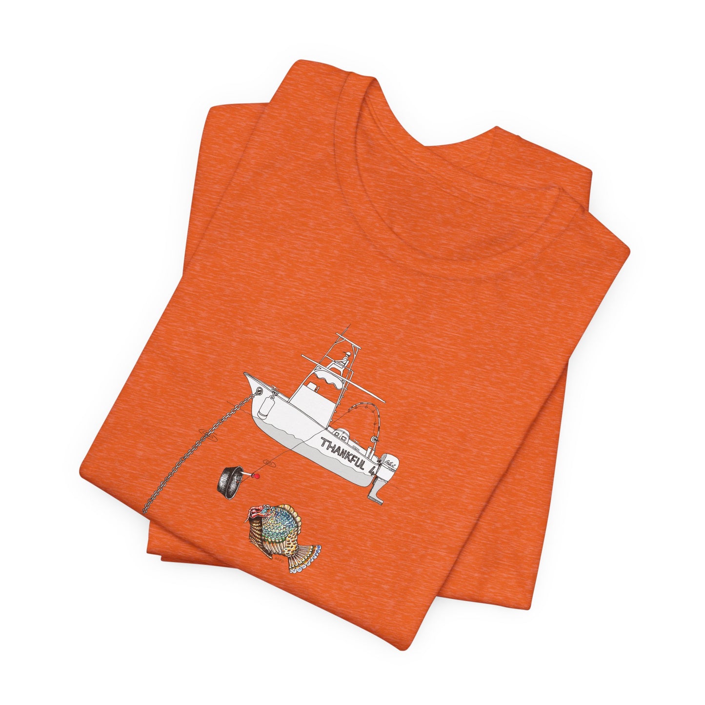 Fishermans "How to catch a Turkey" - Unisex Short Sleeve Tee by artist Marie Frederique, Express Delivery available