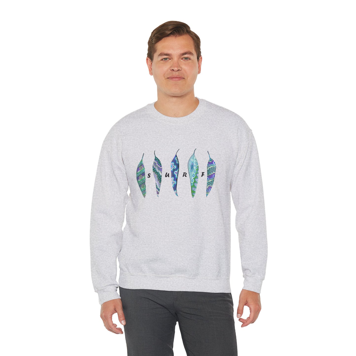 SURF painted leaves - Unisex Heavy Blend™ Crewneck Sweatshirt by artist Marie Frederique