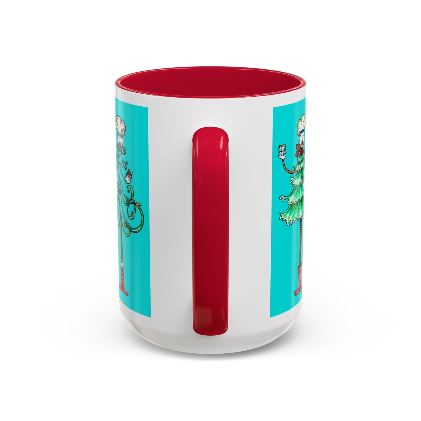Christmas Trees, Happy Holiday Colorful Mugs by artist Marie Frederique