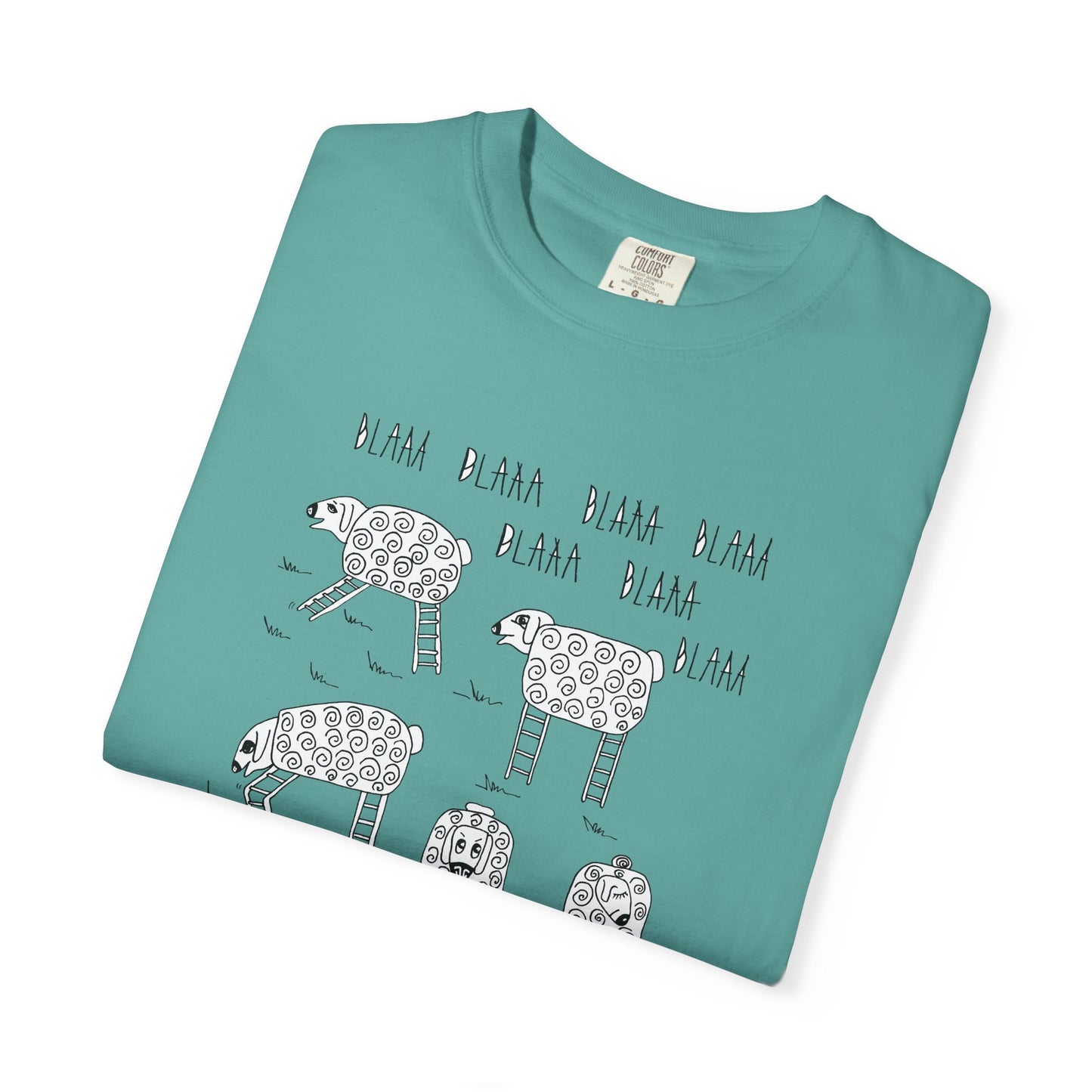 Blaaa Blaaa, Fun Sheep Unisex T-Shirt - Quiet Time Humor by artist Marie Frederique
