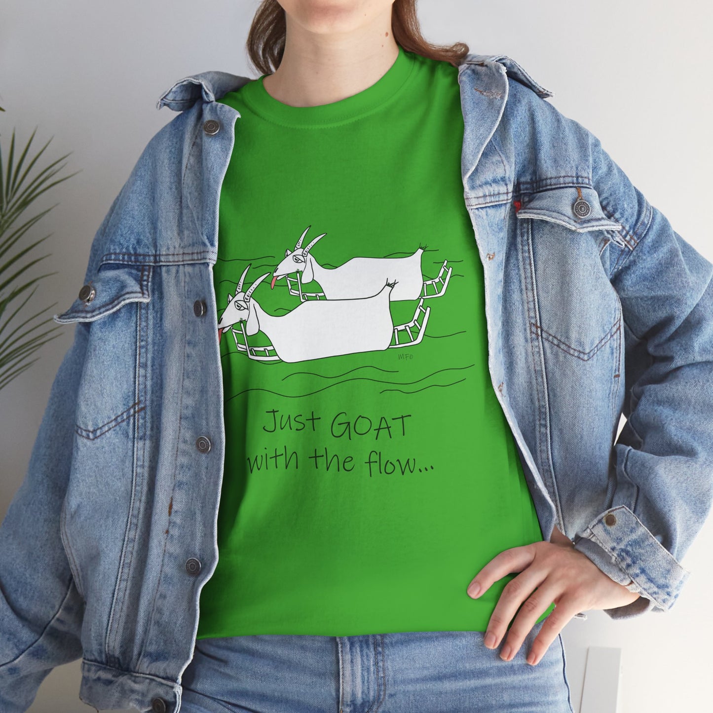 Just GOAT with the Flow - Unisex Heavy Cotton Tee by artist Marie Frederique