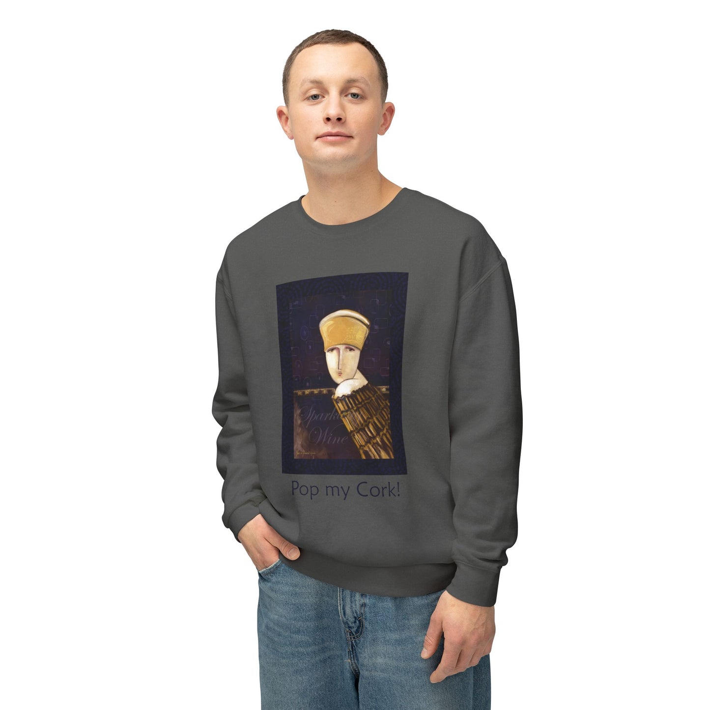 Champagne Bottle Lightweight Sweatshirt - Pop My Cork Celebration Apparel by artist Marie Frederique