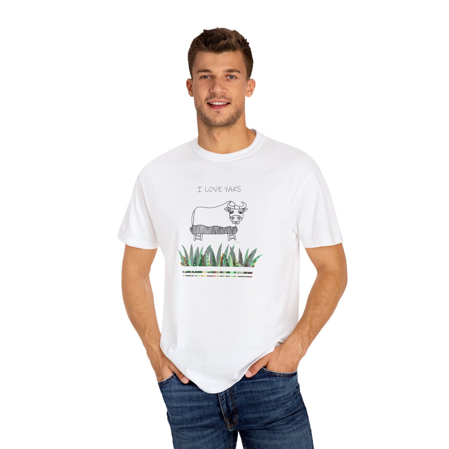 I love Yaks, Unisex Garment-Dyed T-shirt by artist Marie Frederique