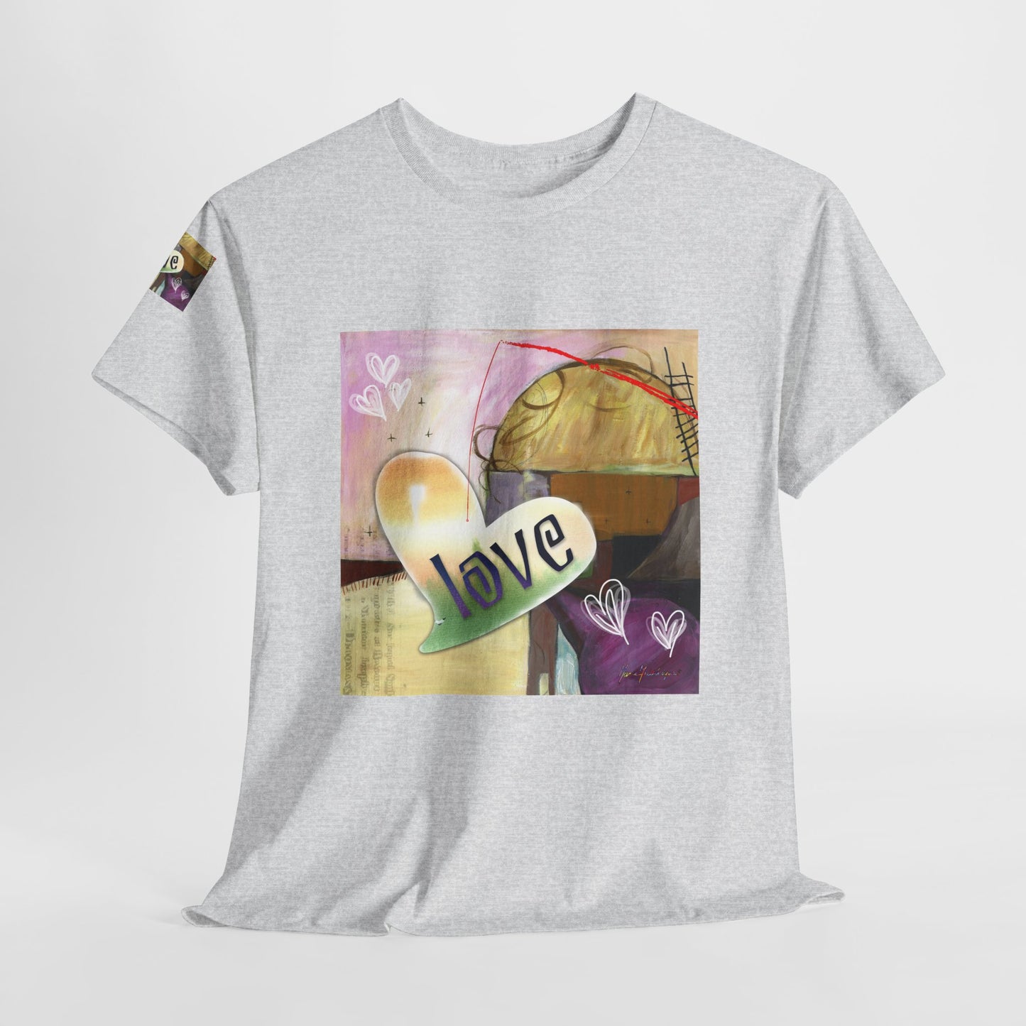 Valentine Love Heart Abstract, Unisex Heavy Cotton Tee by artist Marie Frederique