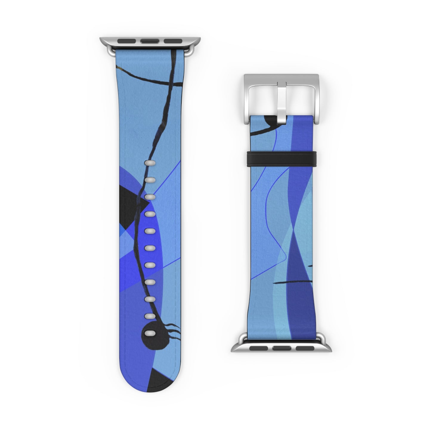 Abstract Series, Fun warm Blue tone faux leather Watch Band by artist Marie Frederique