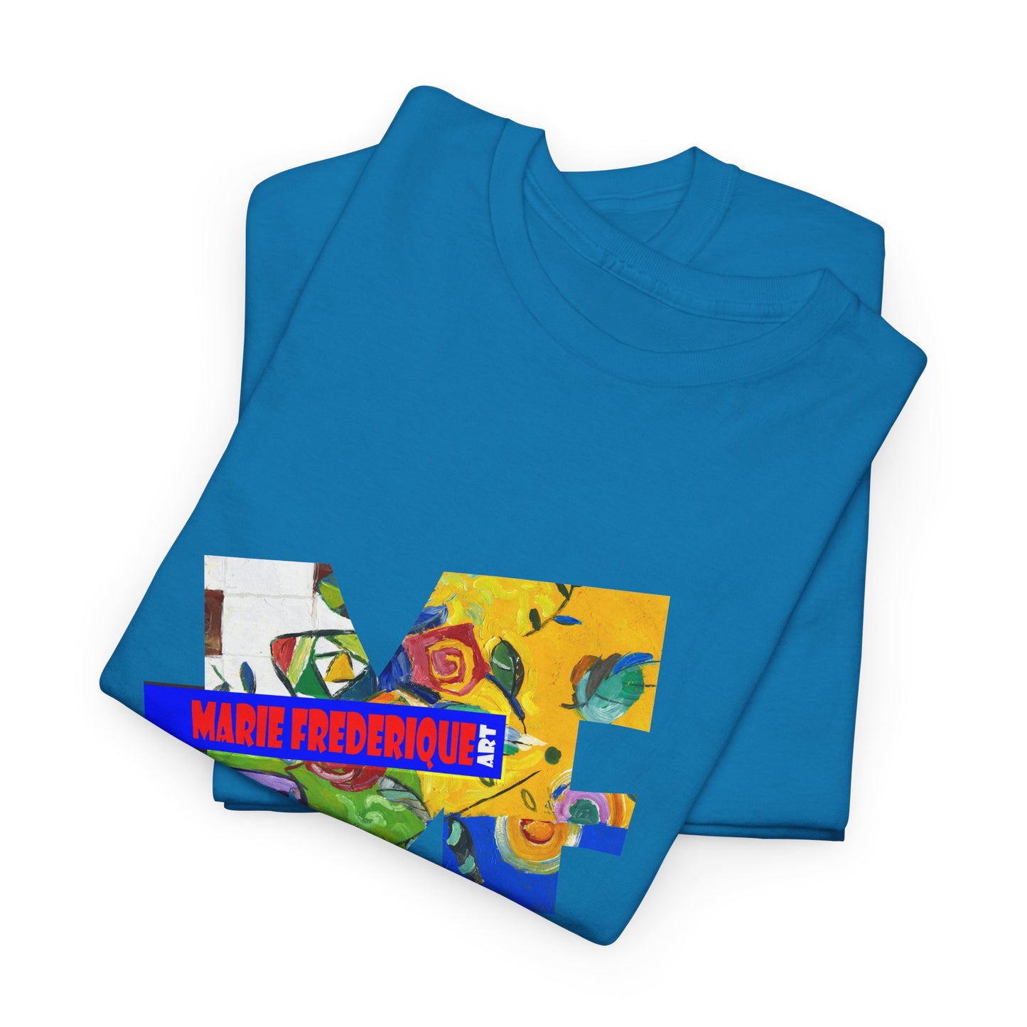 Multicolored Art collage Unisex Heavy Cotton Tee - Perfect for Art Enthusiasts by artist Marie Frederique