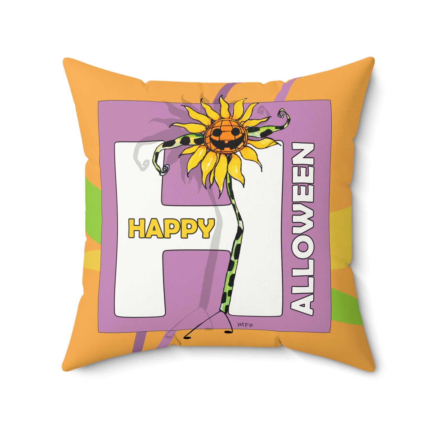 Happy Halloween H - Faux Suede Pillow by artist Marie Frederique