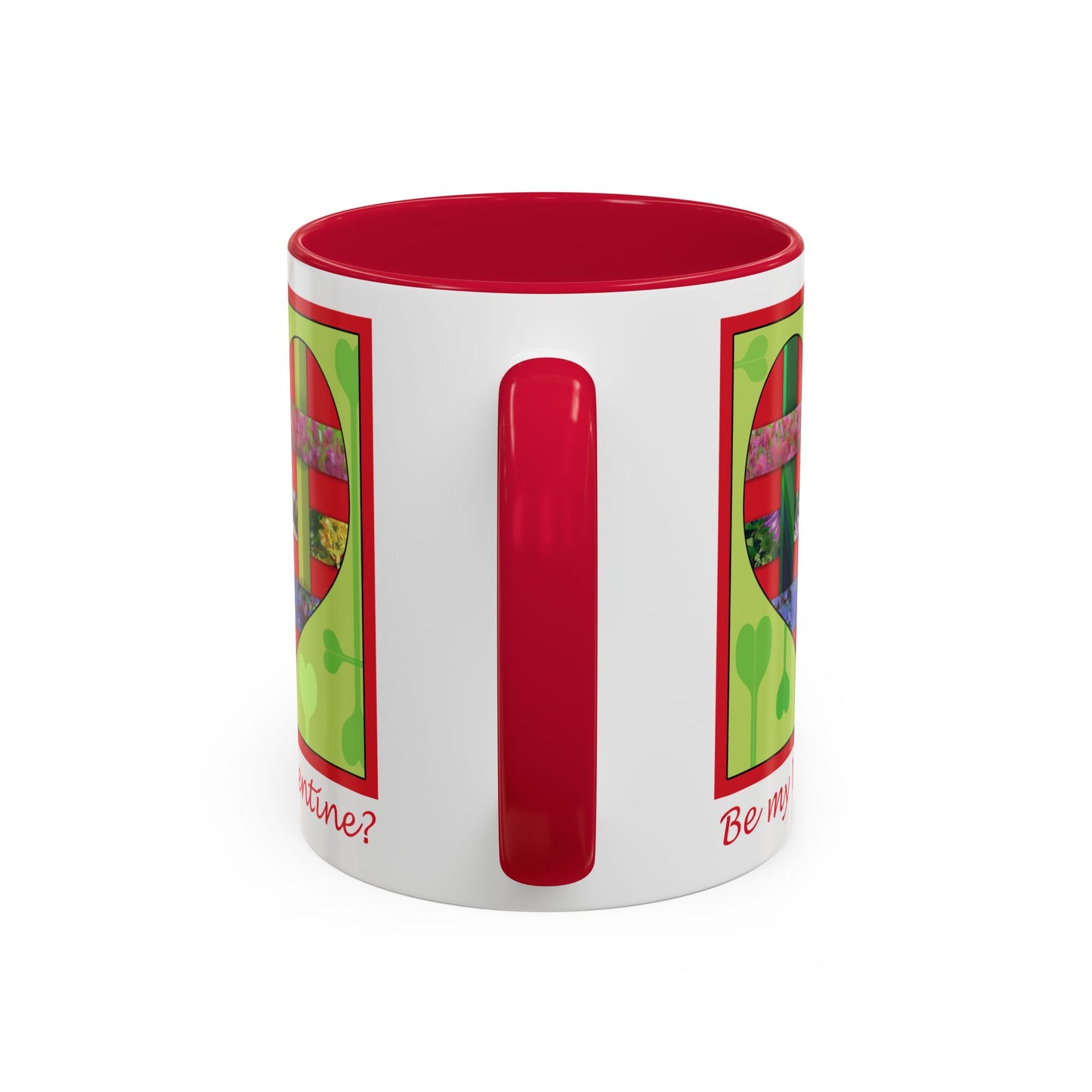 Valentine Red Multicolored Ribbon Heart - 11oz & 15oz Colorful Mug Gift by artist Marie Frederique