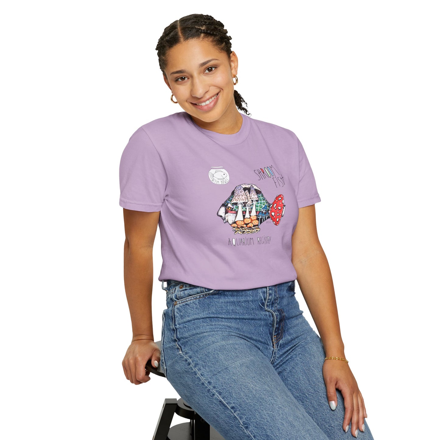 Mushroom Fish Unisex T-shirt - The Fishbowl Collection by artist Marie Frederique