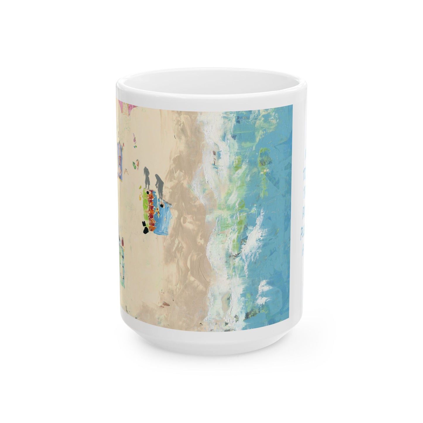 Ariel beach scene of sunbathers, Ceramic Mug by Artist Marie Frederique