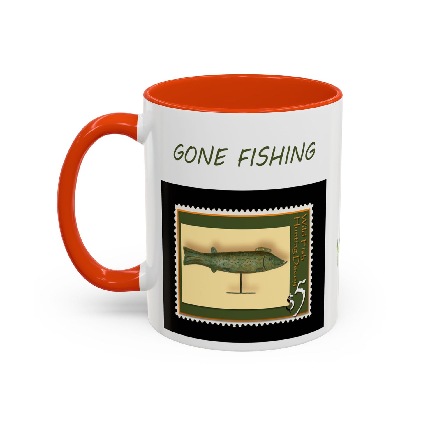 Decoy Fish Mug Art Print Stamp - Hunting Lodge Decor by artist Marie Frederique