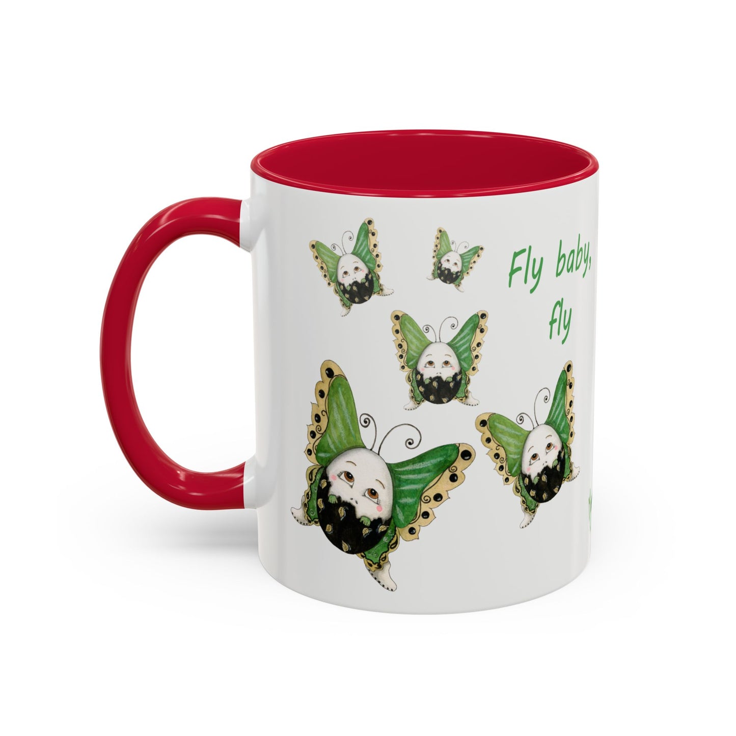 Whimsical Egg Butterfly 2 "Fly, baby fly", Colorful Mug by Artist Marie Frederique