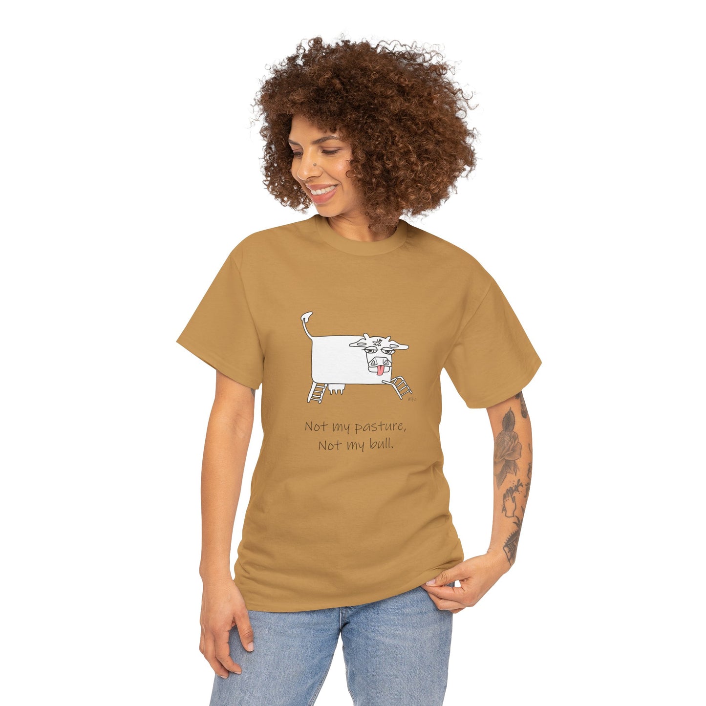 Funny Cow Graphic Tee - "Not My Pasture, Not My Bull" Unisex Heavy Cotton T-Shirt