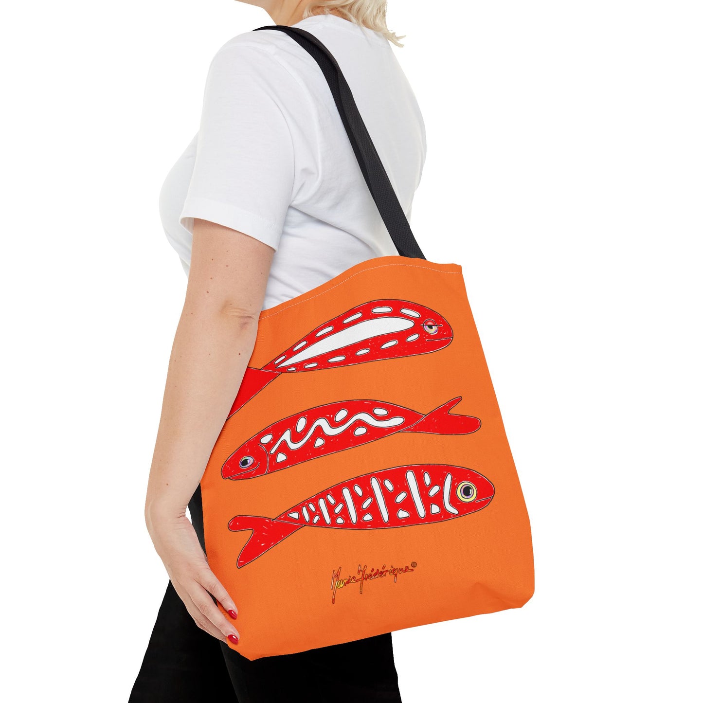 Fish Pattern, colorful Tote Bag by artist Marie Frederique