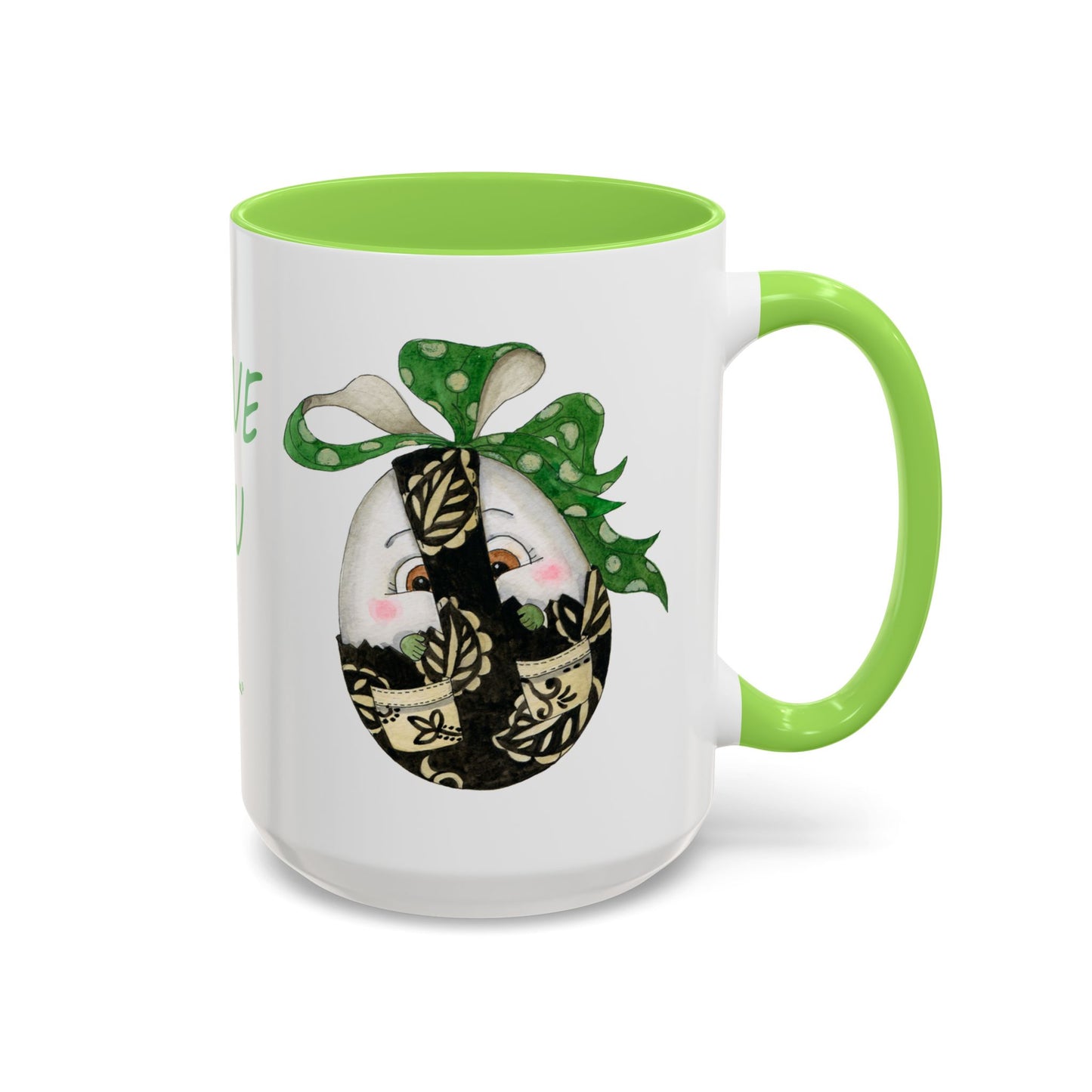 Whimsical Mugs with I Love You Egg Design - Valentine's Day/Easter Gift by artist Marie Frederique